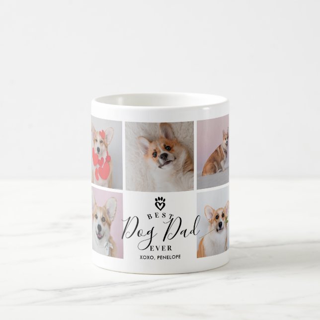 Taza De Café Foto personalizada manuscrita del mejor perro papá (Centro)