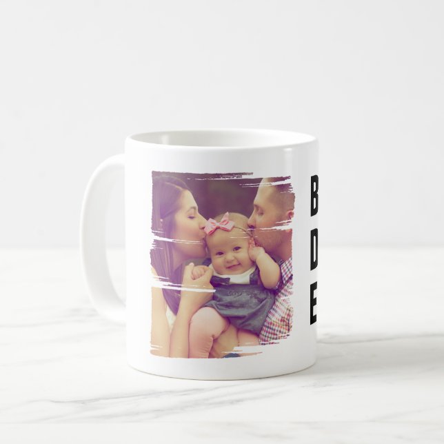 Taza De Café Foto personalizada Mejor Día del Padre Nunca Padre (Anverso izquierdo)