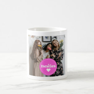 Taza De Café foto personalizada mejores amigas tipografía retro