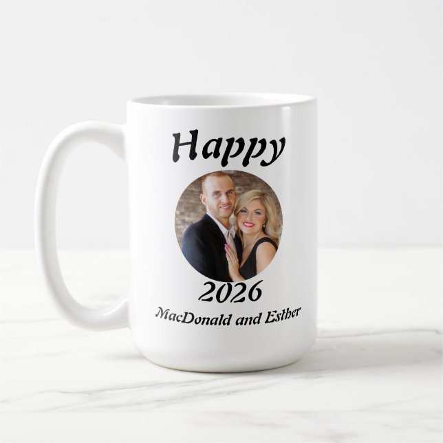 Taza De Café Foto personalizada Moderna Feliz 2026 (Izquierda)