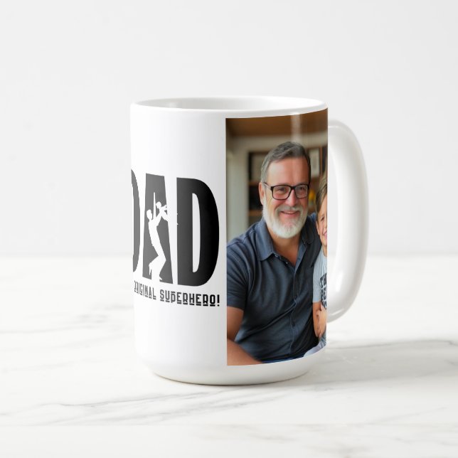 Taza De Café Foto personalizada Mug - Papá, un verdadero superh (Anverso derecho)