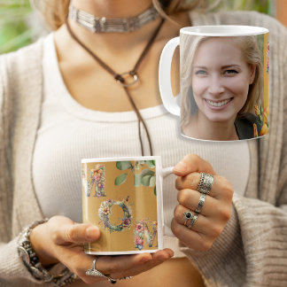 Taza De Café Foto personalizada Mustard Floral MOM