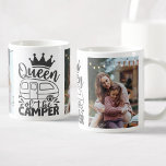 Taza De Café Foto Personalizada Reina De La Cita Del Camper<br><div class="desc">Un divertido diseño de citas de tipografía con una caravana,  que dice: "Reina del acampador". Personaliza fácilmente esta taza con tus fotos favoritas de camping.</div>