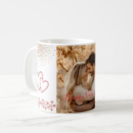 Taza De Café Foto personalizada San Valentín corazones rojos y 