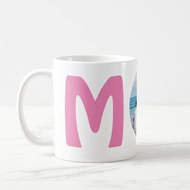 Taza De Café Foto personalizada, sencilla y elegante de mamá ro (Izquierda)