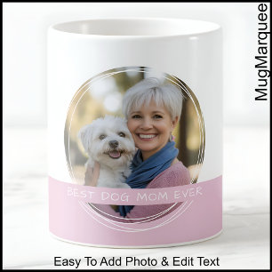 Taza De Café Foto personalizada y mensaje en blanco y rosa C52