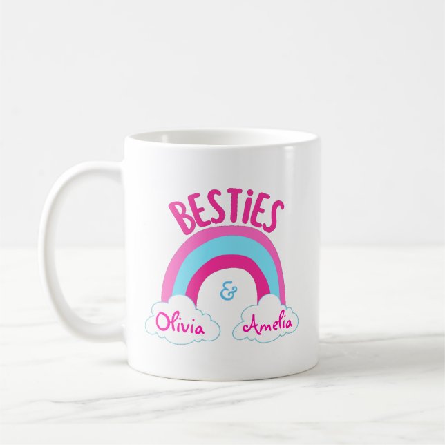 Taza De Café Foto Personalizada Y Nombre Besties Café Mug (Izquierda)