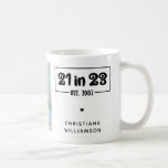 Taza De Café Foto personalizado 21st Birthday Gift 21 in 23 Est<br><div class="desc">Personalizado 21ª celebración de cumpleaños 21 en regalos de cumpleaños 23 Est 2002!</div>