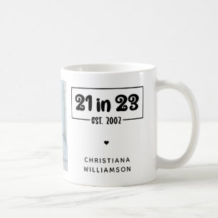 Taza De Café Foto personalizado 21st Birthday Gift 21 in 23 Est