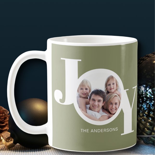 Taza De Café Foto personalizado Joy Sage Green (Subido por el creador)