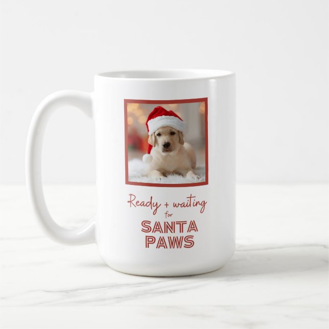 Taza De Café Foto personalizado - Navidades Perro Santa Paws (Izquierda)