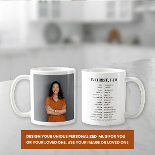 Taza De Café Foto personalizado Quién soy en Cristo té cristian