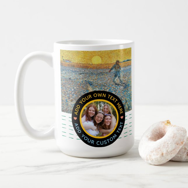 Taza De Café Foto personalizado y taquilla de texto - Memoria d (Con donut)