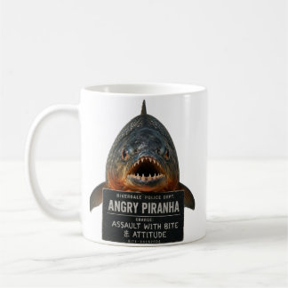 Taza De Café Foto policial de Piranha Enojada en la Policía de