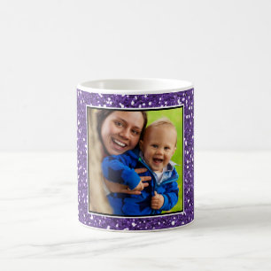 Taza De Café Foto púrpura del personalizado del purpurina