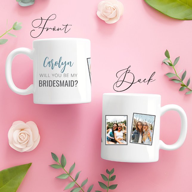 Taza De Café Foto "¿Quieres ser mi dama de honor?  (Front and Back Of Will You Be My Bridesmaid Mug gift for bridal party)