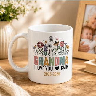 Taza De Café Foto Retro de Abuela con Flores | Feliz Día de los
