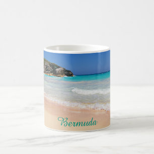 Taza De Café Foto rosada tropical de la playa de la arena de