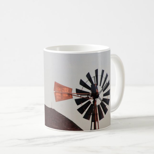 Taza De Café Foto rústica de Red Barn & Windmill (Anverso derecho)