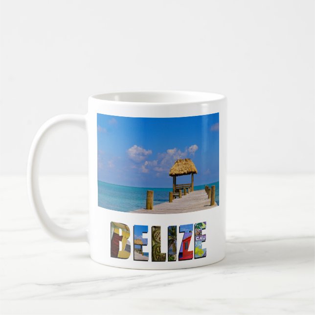 Taza De Café Foto tropical de Belice Blue Sky Ocean (Izquierda)