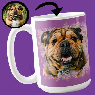 Taza De Café Foto única de grunge rosa lila bulldog amante de p