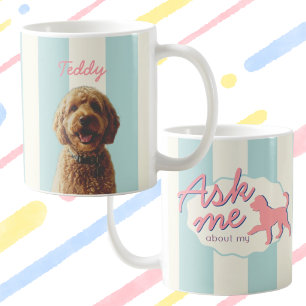 Taza De Café Foto y nombre de perro personalizado retro Pastel 