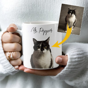 Taza De Café Foto y nombre del gato personalizado