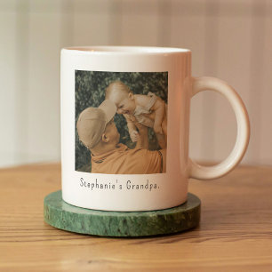 Taza De Café Foto y nombre personalizados de abuelo y nieto