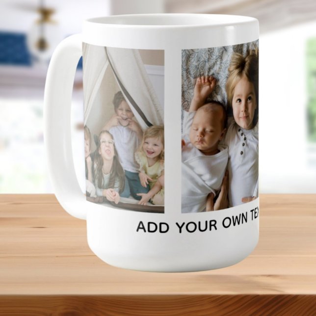Taza De Café Foto y texto personalizados 3 (Personalized 3 Photo and Text Coffee Mug by Ricaso. Keepsake photograph gift ideas )