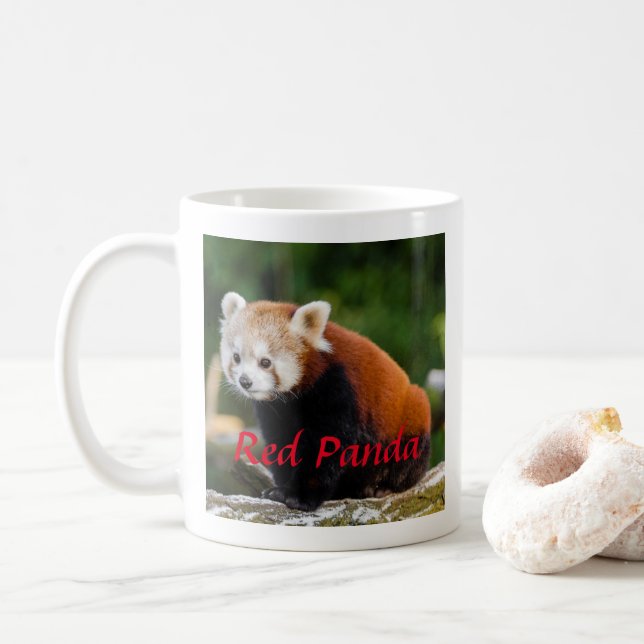 Taza De Café Fotografía Adorable de Panda Rojo (Con donut)