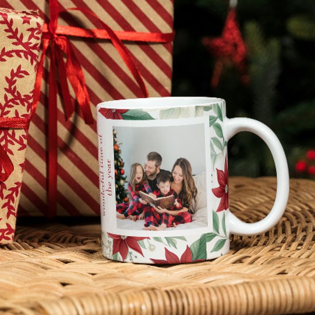 Taza De Café Fotografía de la familia Red & Ivory Poinsettia (Subido por el creador)