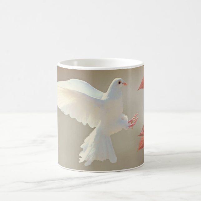 Taza De Café Fotografía de la naturaleza de aves palomas blanca (Centro)