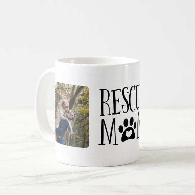 Taza De Café Fotografía de mamá de Black Paw Print Rescue (Anverso izquierdo)