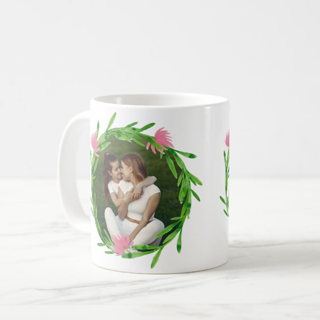 Taza De Café Fotografía de marco floral Impresa Mug (Anverso izquierdo)