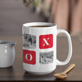 Taza De Café Fotografía de Pareja Collage moderna y XOXO Rojo
