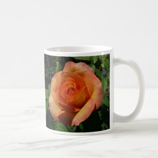 Taza De Café Fotografía de Peach Rosa Naranja Floral (Derecha)