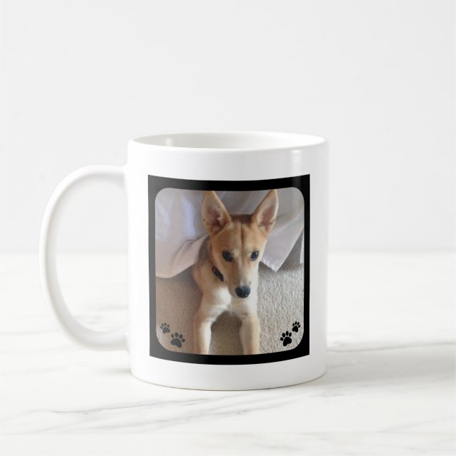 Taza De Café Fotografía de perro personalizado Pawprints Coffee (Izquierda)