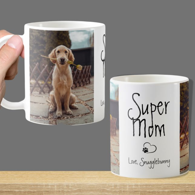 Taza De Café Fotografía de perro Super Mamá Paw Impresión de Co (Subido por el creador)