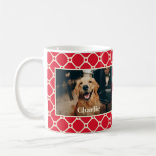 Taza De Café Fotografía de perro y nombre Patrón de verificador