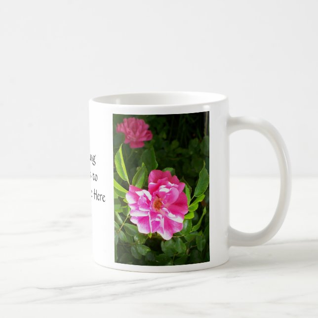 Taza De Café Fotografía floral de los rosas rosados brillantes (Derecha)