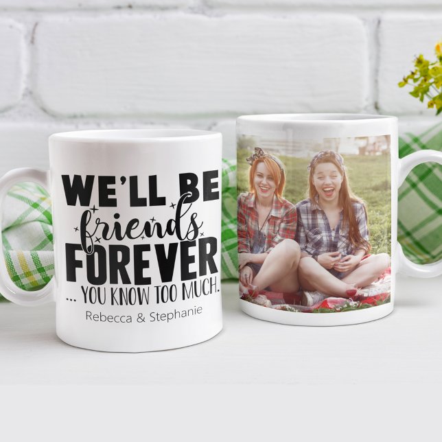 Taza De Café Fotografía personalizada de Amigos por siempre (Friends Forever Personalized Photo Coffee Mug)