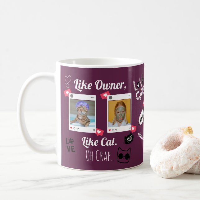 Taza De Café Fotografía personalizada del gato Café Mug | Perso (Con donut)
