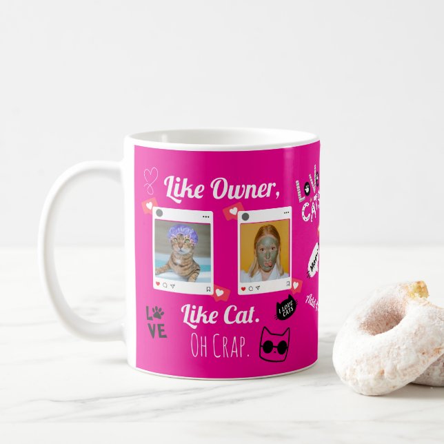 Taza De Café Fotografía personalizada del gato Café Mug | Perso (Con donut)