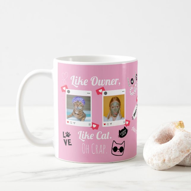 Taza De Café Fotografía personalizada del gato Café Mug | Perso (Con donut)