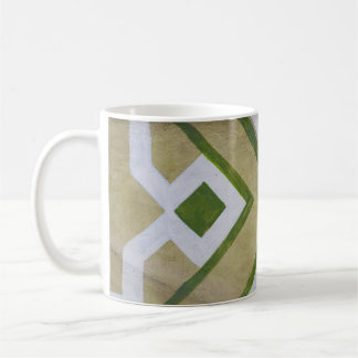 Taza De Café Fotograma de cierre textil marrón, blanco y verde