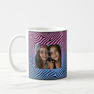 Taza De Café Fotograma de foto de zebra de gradiente azul rosad
