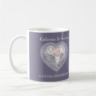Taza De Café Fotograma del décimo tercer aniversario del boda d
