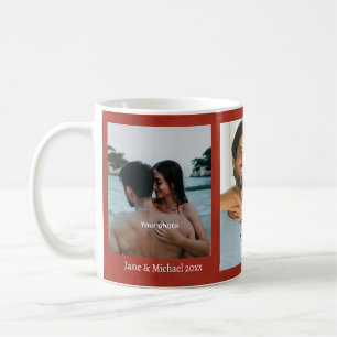 Taza De Café Fotomontaje de pareja Amor Corazones Rojos Anivers