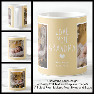 Taza De Café Fotos Abuela Te Amo Modernas Amarillas C62 Blancas