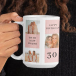 Taza De Café Fotos de Collage Friend | Regalo de cumpleaños fel<br><div class="desc">Fotos de Collage Friend | Feliz regalo de cumpleaños.Haz especial el cumpleaños de tu amigo con este regalo hecho por el personalizado que incluye un collage de tus momentos favoritos juntos! Este regalo personalizado de cumpleaños con temática rosa está disponible exclusivamente en Zazzle, y es la manera perfecta de mostrarle...</div>